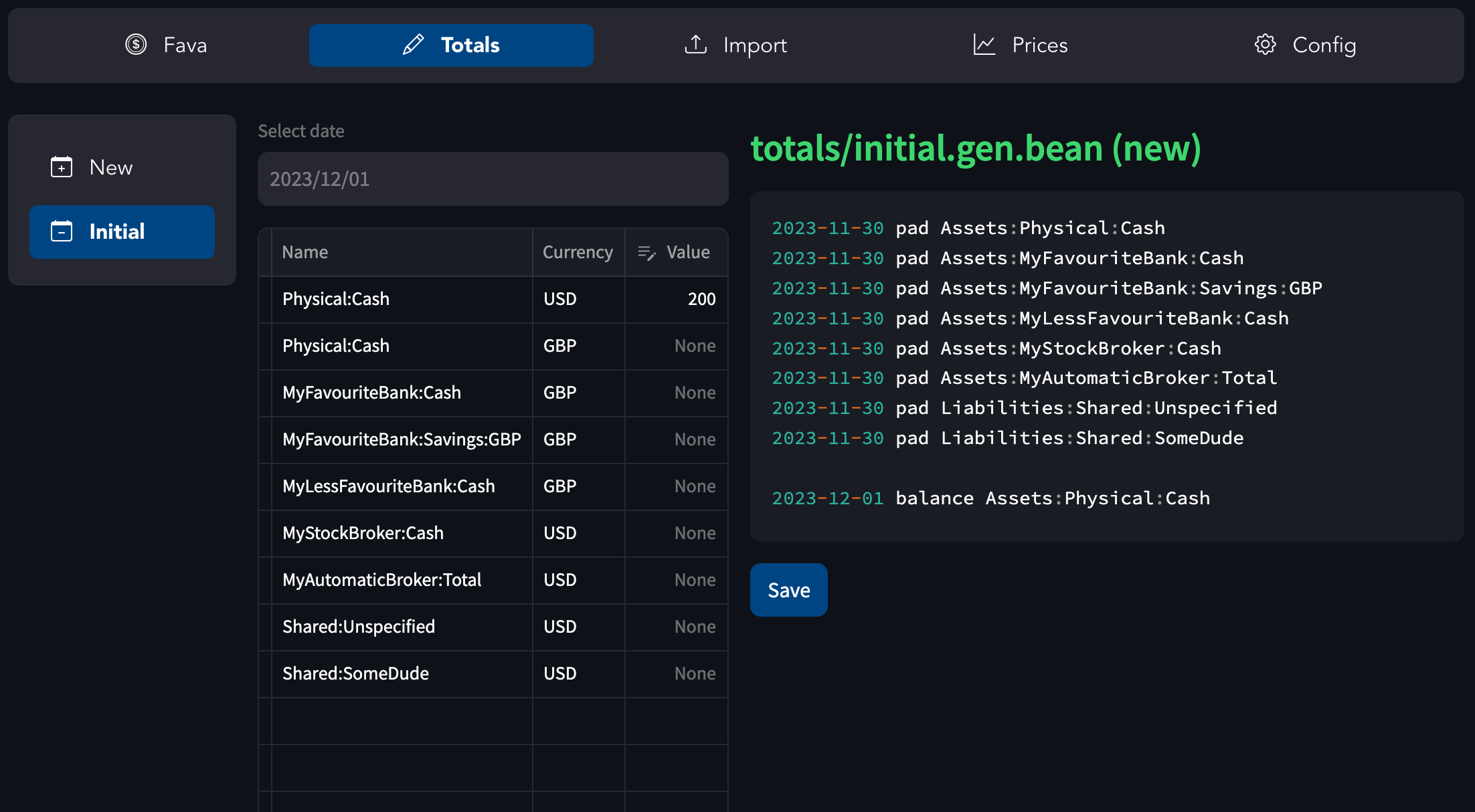 Initial file